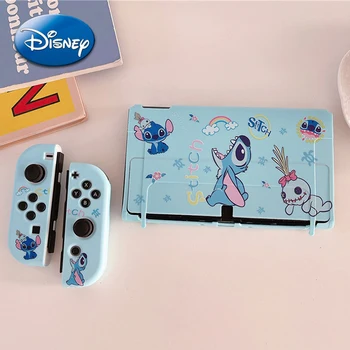 Disney Lilo и Stitch Switch Oled Защитный чехол Kawaii Cartoon Figures Противоскользящий держатель Soft Shell Чехол для игровой консоли Подарки