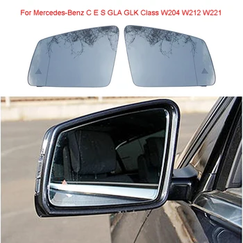 Широкоугольное сменное стекло заднего зеркала с подогревом и предупреждением о слепых зонах для Mercedes-Benz C E S GLA GLK Class W204 W212 W221