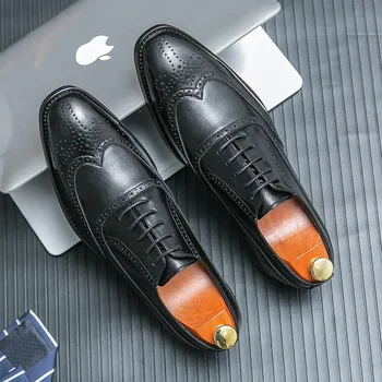 Повседневная кожаная обувь Мужская деловая одежда в британском стиле Мужская обувь 2023 Новая мужская обувь из натуральной кожи весной и осенью