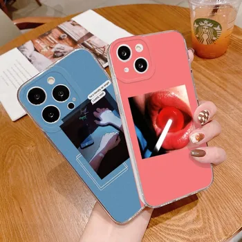 синий розовый эстетика арт чехол для телефона для IPhone 14 13 12 11 Pro Plus X 13 Pro MAX XR XS MINI Прозрачные чехлы
